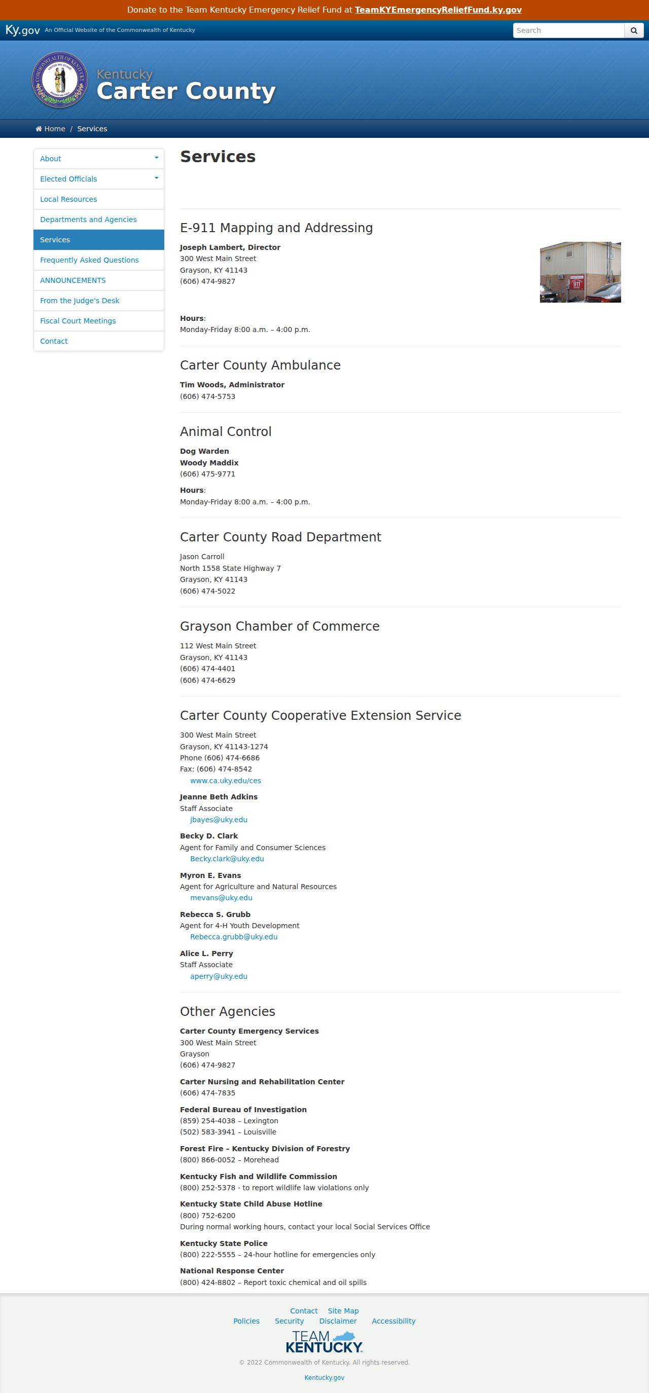 Carter County criminal history service contacts