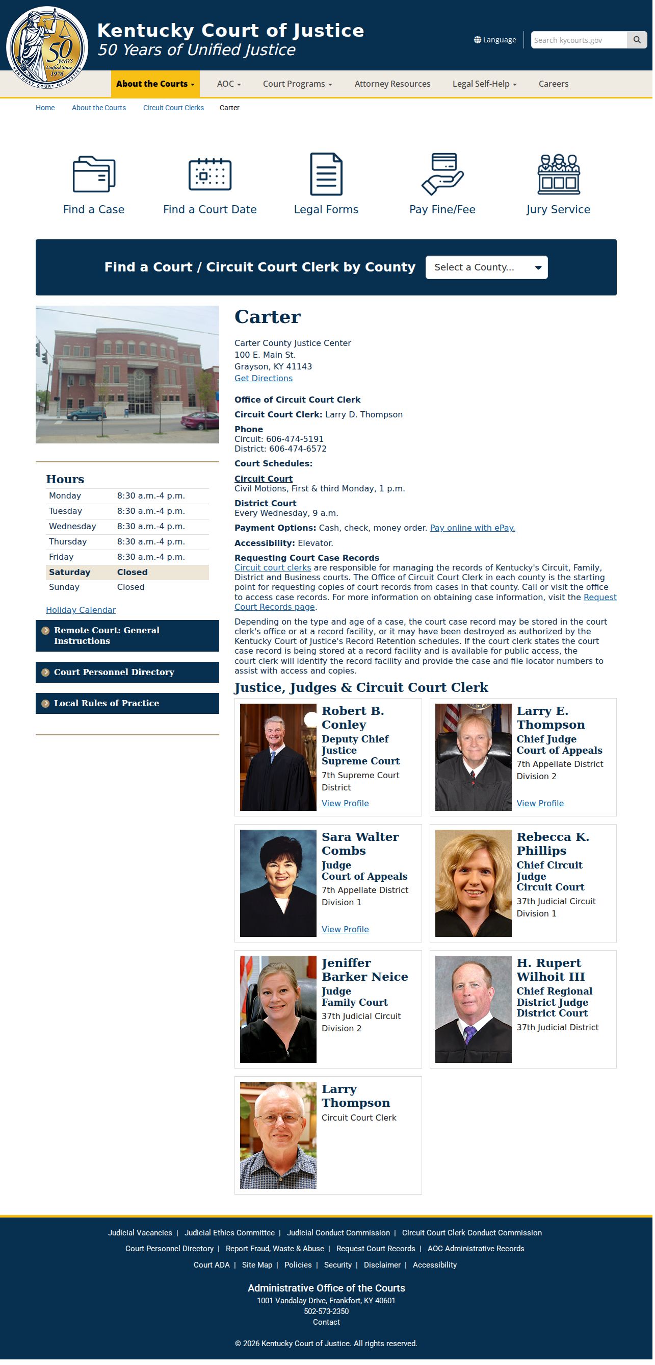 Kentucky Court of Justice Carter County court information