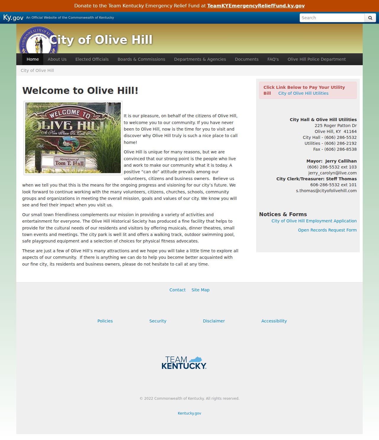 Official City of Olive Hill criminal history records source